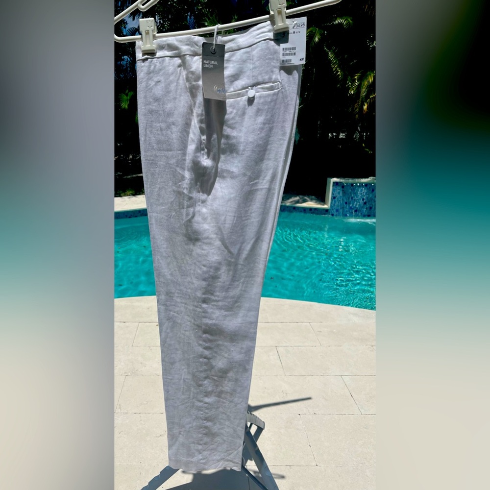 White Linen Pants H&M